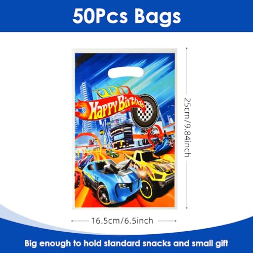 50 Pcs Racing Car Party Favor Bags - Birthday Treat Goodie Bags with Handle