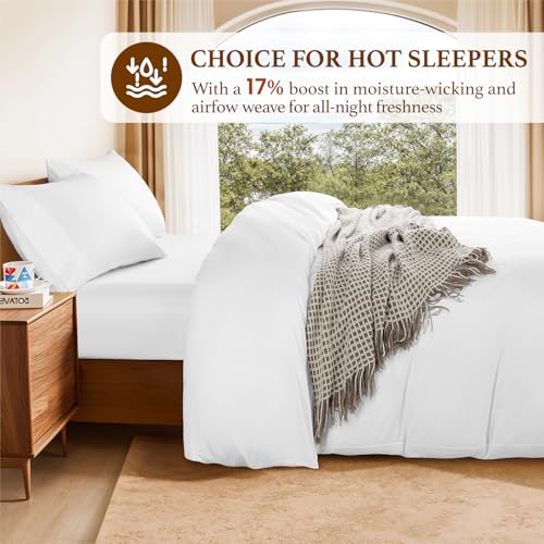 Luxury 100% Cotton King Duvet Cover Set, 1200 Thread Count, White
