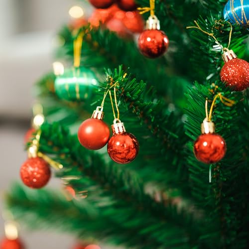 Small Red Christmas Ornaments - 24 Pack 1.2 Inch Shatterproof Mini Tree Balls