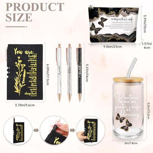 Funnymoom Black Pastor Appreciation Gift Set with Tumbler Journal Pens
