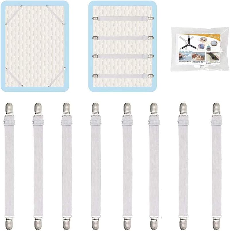 Adjustable Bed Sheet Straps Clips - Elastic Mattress Fasteners