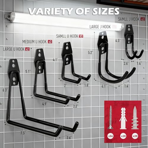 20-Piece Heavy Duty Garage Storage Hooks Set with Cord Organizer