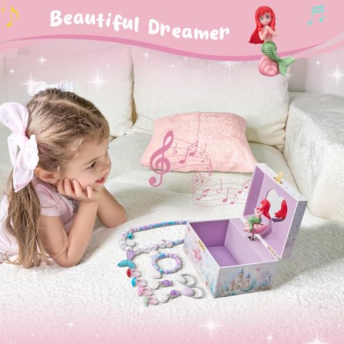 Musical Mermaid Jewelry Box for Kids with Spinning Doll