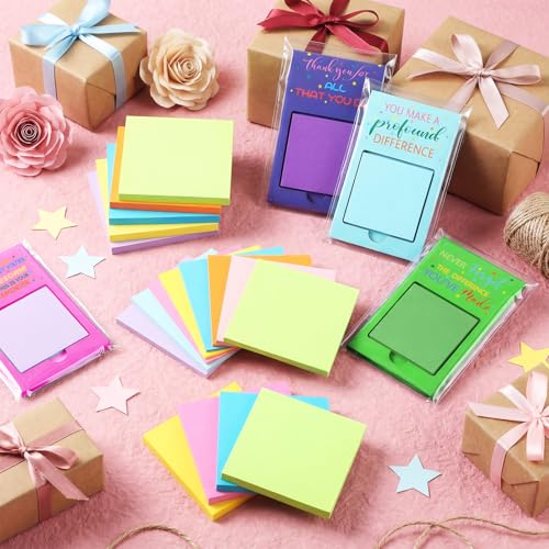 Motipuns Pastel Bright Colorful Christmas Appreciation Sticky Note Pad & Holder Set - 72 Pieces