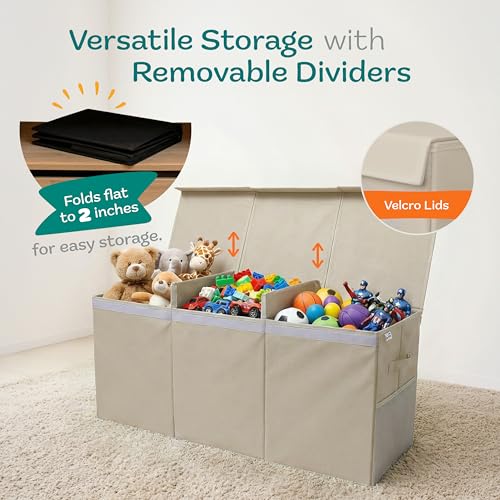 Extra Large Toy Storage Organizer with Lid - 37-Inch Collapsible Toy Chest
