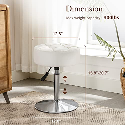 Adjustable Vanity Stool, 360° Swivel Makeup Chair with Faux Leather Seat