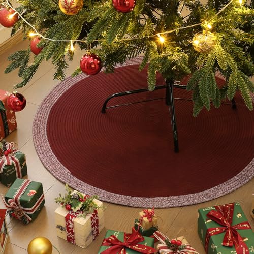 35" Reversible Round Christmas Tree Stand Mat - Absorbent Floor Protector