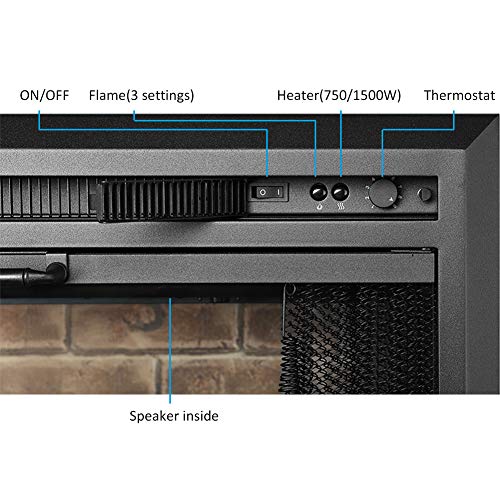 Electric Fireplace Insert with Glass Door and Crackling Sound 33 Inch