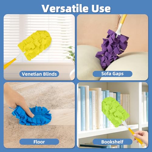 Reusable Microfiber Duster Refills with Handle & Laundry Bag (6 Pack)