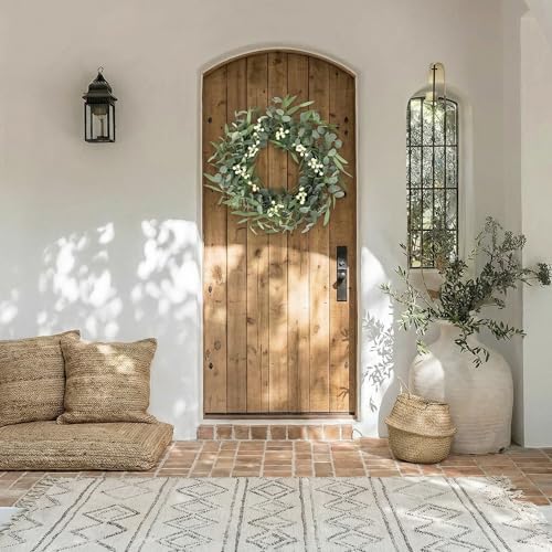 20-Inch Eucalyptus Wreath for Front Door, Artificial Greenery for All Seasons