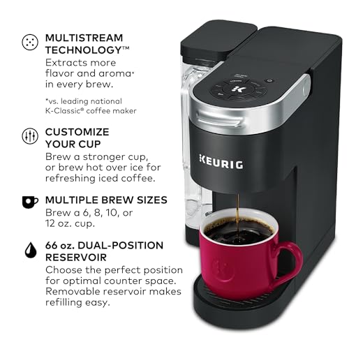Single Serve Pod Coffee Maker, 4 Brew Sizes & 66oz Removable Reservoir - Black