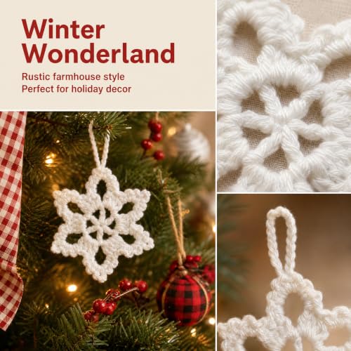 KHEIPHIR 12Pcs Crochet Snowflake Ornaments White Christmas Tree Decorations - Snowflake Variation
