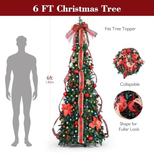 Quntis 6FT Pop Up Christmas Tree with Smart RGBIC LED Lights & Music Sync