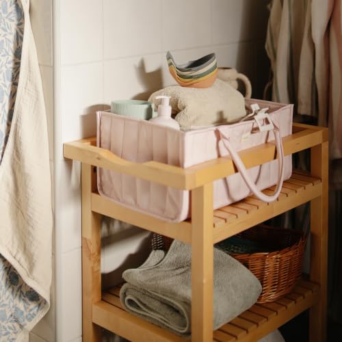 Quilted Baby Diaper Caddy - Portable Nursery Essentials Organizer
