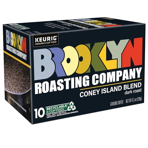 Brooklyn Roasting Company Coney Island Blend, Single Serve Keurig K-Cup Pods, Dark Roast Coffee, 10-Count Box