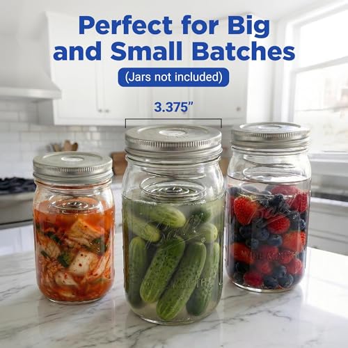 Fermentation Kit for Wide-Mouth Mason Jars with Venting Lids and Weights