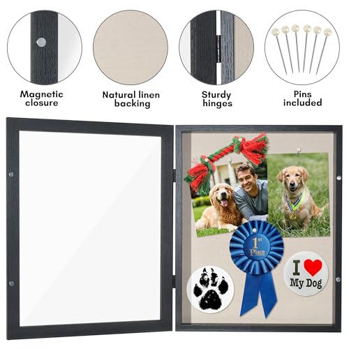 11x14 Shadow Box Frame with Door, Deep Display Case for Memorabilia - Black