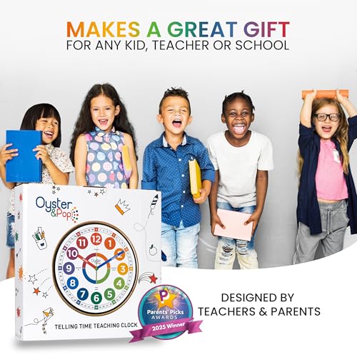 10-Inch Silent Kids Learning Wall Clock for Telling Time