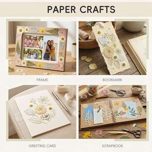 Natural Dried Pressed Flowers with Tweezers for Resin Art & Crafts - 80 Pcs