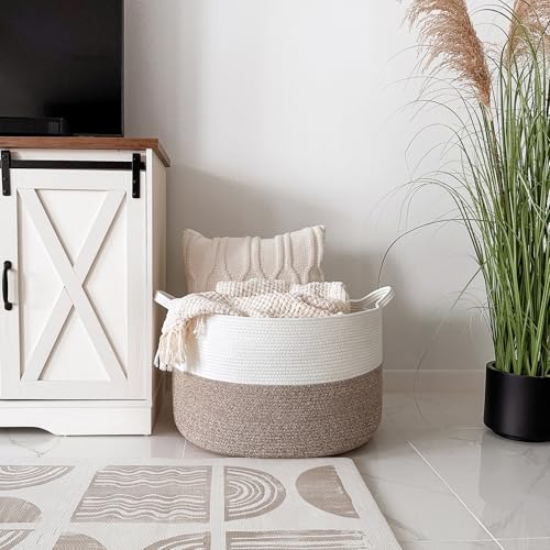 Extra Large Woven Rope Blanket Basket for Living Room and Laundry