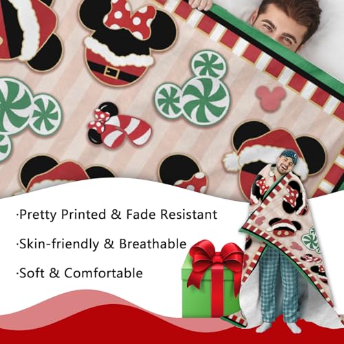 Zzkol Red Christmas Flannel Throw Blanket 50 x 60 in for Kids & Adults