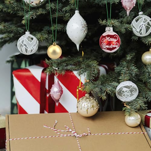 200 Pack Green Christmas Ornament String Hangers with Snap Fasteners