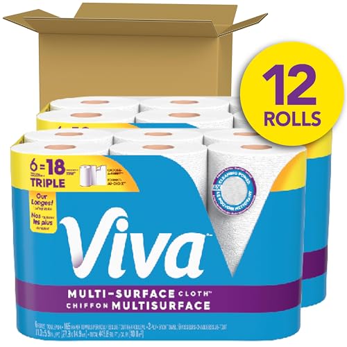 Multi-Surface Cloth Paper Towels - 12 Triple Rolls, 165 Sheets per Roll