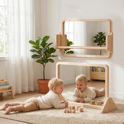 3-in-1 Montessori Mirror with Adjustable Pull-Up Bar for Toddlers