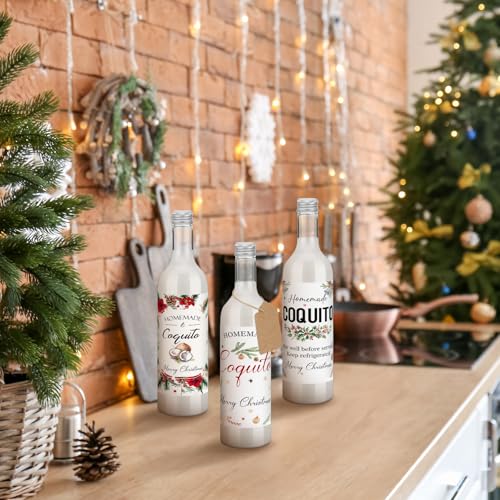 Potchen Lovely 12 Pack 25oz Christmas Coquito Plastic Wine Bottles for Homemade Drinks