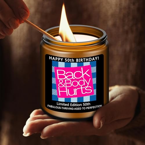 Funny 50th Birthday Lavender Scented Candle - Gift for Women and Men