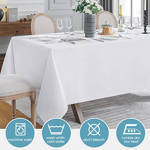 2 Pack White Rectangular Tablecloth 90 x 132 Inch Polyester Table Cover