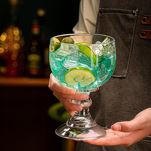 Wookgreat 21.5oz Set of 4 Schooner Beer & Margarita Glasses with Color Clips