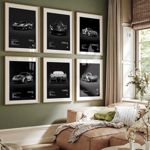 Vintage Racing Car Canvas Wall Art Prints 8x10 Inch 9-Piece Set