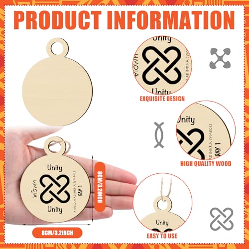 Thyle 7 Pcs Kwanzaa Wooden Hanging Ornaments - African Symbols & Principles