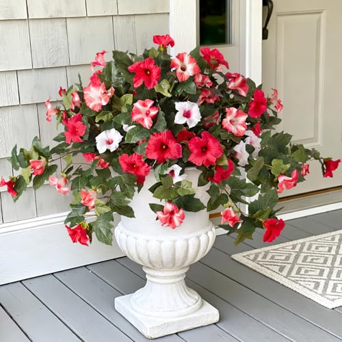 2PCS Lifelike Artificial Petunia Flowers - UV Resistant Faux Silk for Outdoor Decor