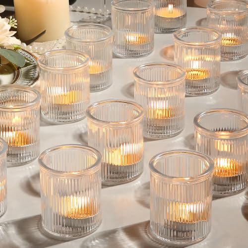 Uniteland 36 Pack Clear Votive Candle Holders for Fall & Christmas - Style 2