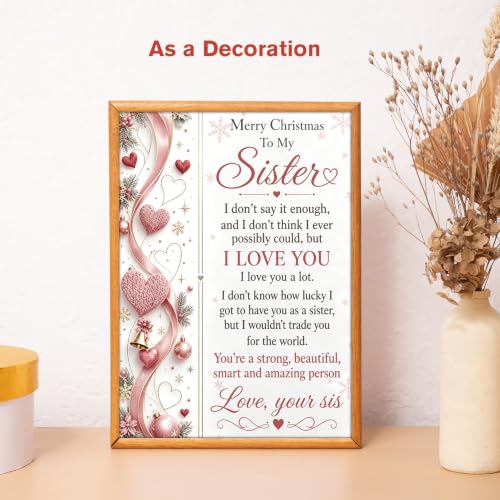 Sister Christmas Card - Personalizeable 5x7in Greeting Card for Sister, Includes Kraft Envelope, C Style Variation