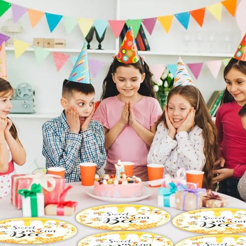 50-Pack Bee Theme Disposable Paper Dessert Plates for Party, Baby Shower & Birthday