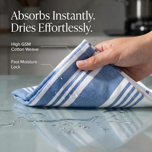 100% Cotton Kitchen Towels 20x30 Inch - Absorbent Dish Towels (Set of 6)