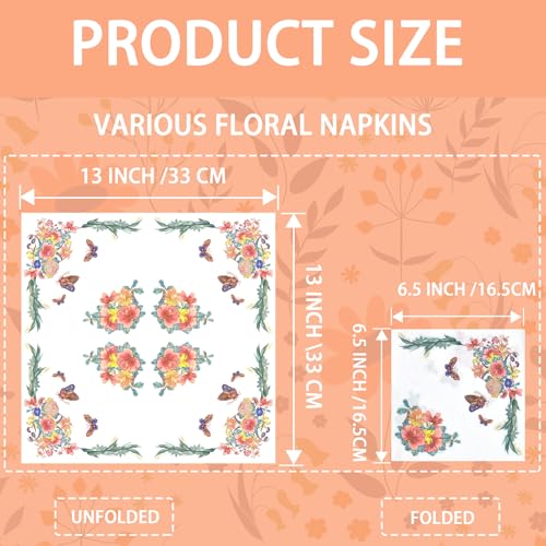20 Pack Floral Cocktail Napkins - Decorative Paper for Parties