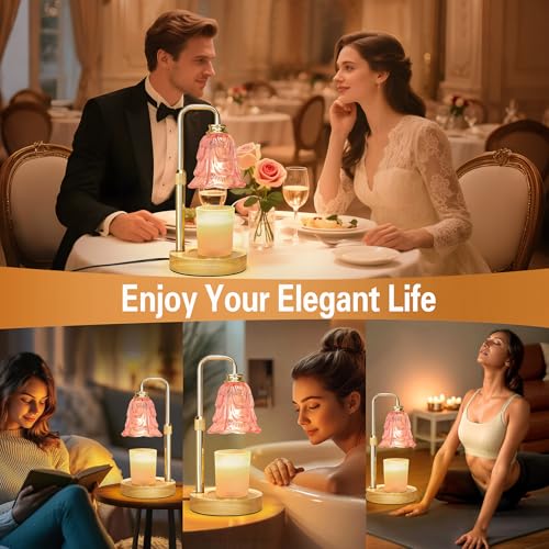 Pink Tulip Candle Warmer Lamp with Timer & Dimmable Light