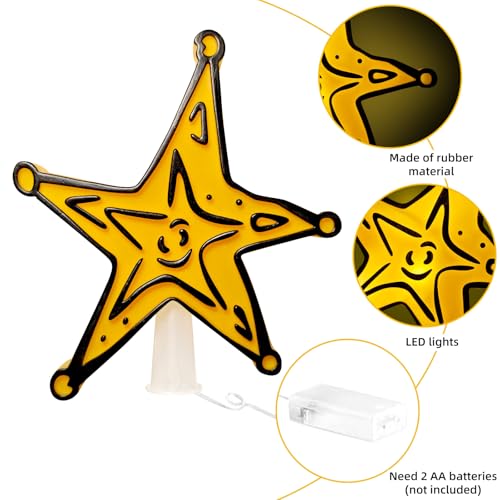 Battery-Operated Christmas Tree Topper Glittered Gold Star - 8.2in, Fits 6-10ft Trees