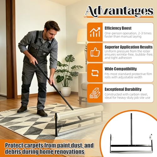 Adjustable Carpet Protection Film Applicator for 27", 36", 48" Rolls