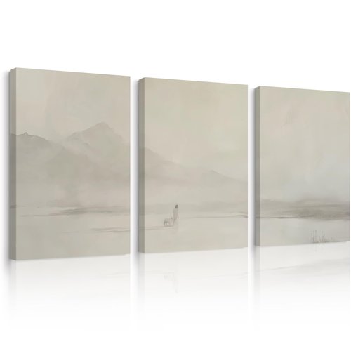 Jesus Leaves The 99 Sheep Wall Art The Lost Sheep Wall Decor Jesus Lamb Canvas Wall Art Shepherd Christian Painting Christ God Poster Bible Religious Pictures for Living Room 16x24x3 Inch Framed