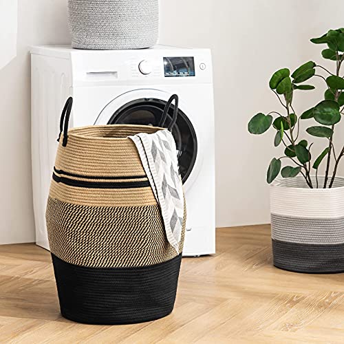 Large 105L Cotton Rope Laundry Basket - Woven Blanket & Toy Storage Hamper