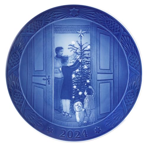 Royal Copenhagen Classic Christmas Anticipation Earplate 2024 Blue, 7.1-Inch