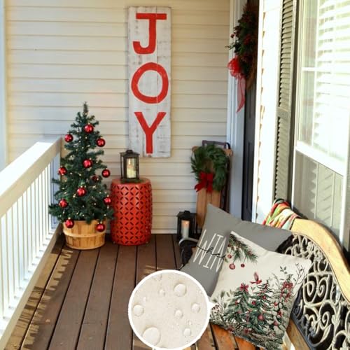 RABUSOFA Waterproof Christmas Pillow Covers 18x18 Inches Set of 4 Gray Outdoor Tree Decor