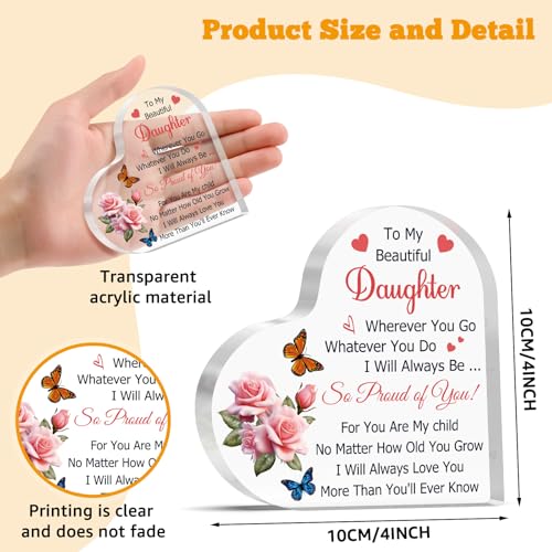 For My Beautiful Daughter Desk Sign – Inspirational Mom Gifts to Daughters Acrylic Plaque (Vadaka) – 10x10 cm