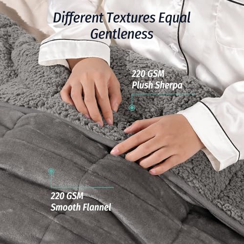 15 lb Weighted Blanket with Sherpa Fleece - 48"x72" Grey Heavy Throw