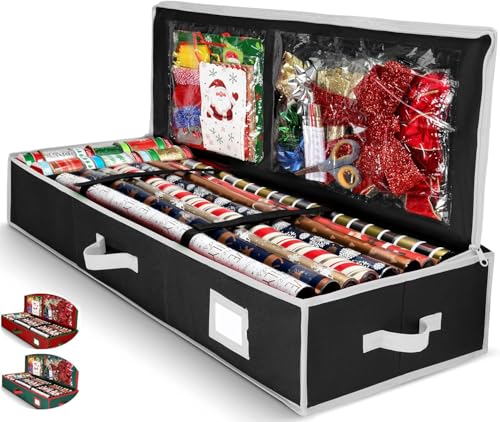 Wrapping Paper Storage Organizer Holder for 27 Rolls Black